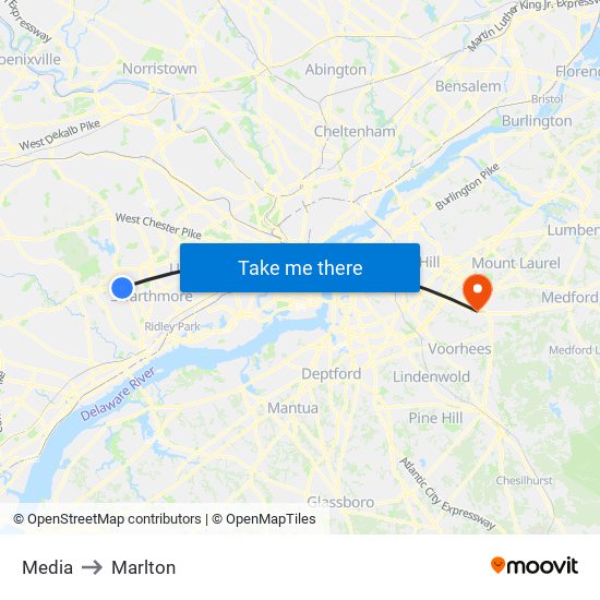 Media to Marlton map