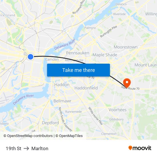 19th St to Marlton map