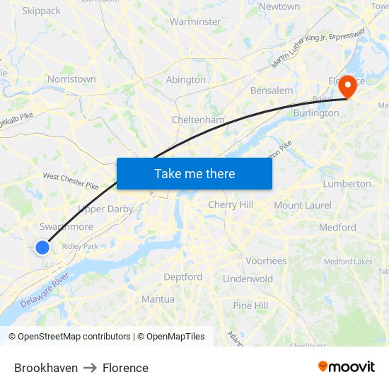 Brookhaven to Florence map