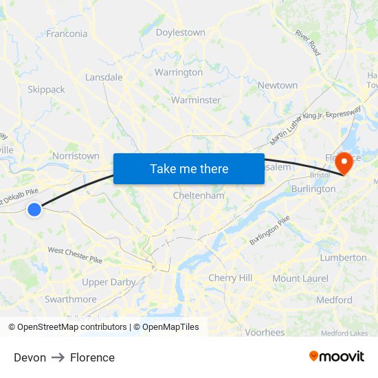 Devon to Florence map