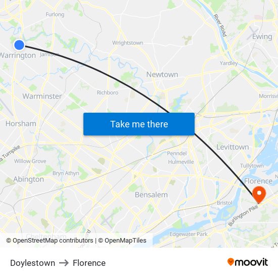 Doylestown to Florence map