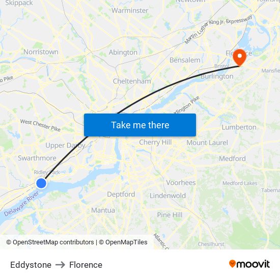 Eddystone to Florence map