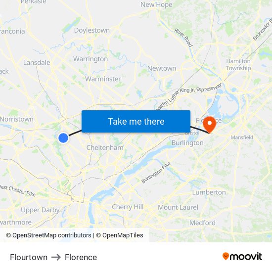 Flourtown to Florence map