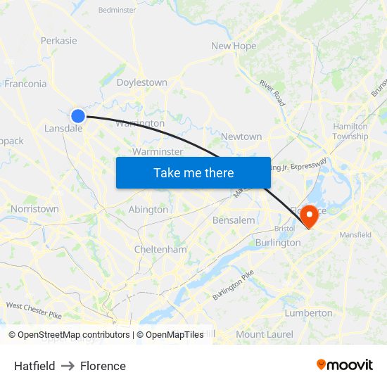 Hatfield to Florence map