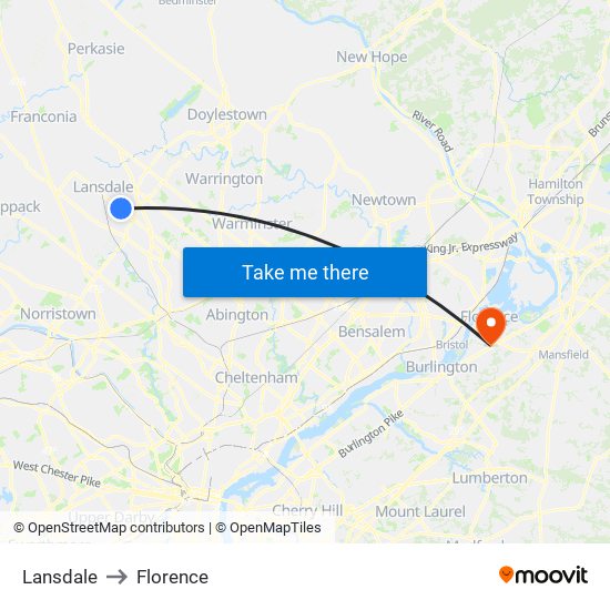 Lansdale to Florence map