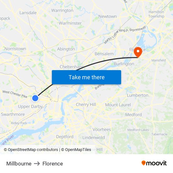 Millbourne to Florence map