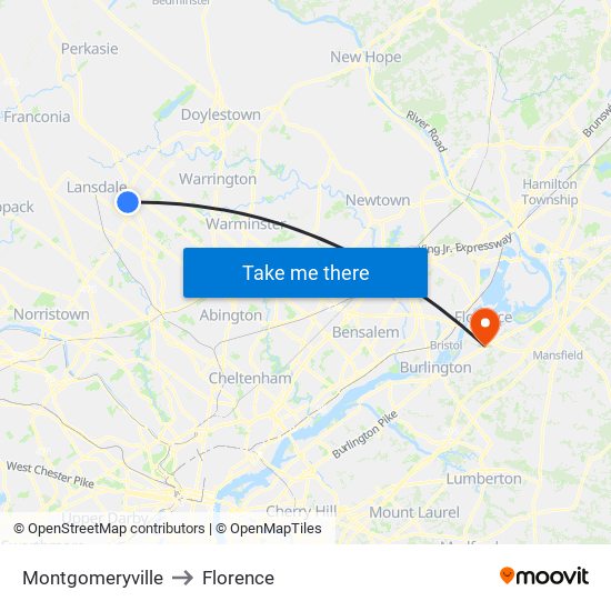 Montgomeryville to Florence map