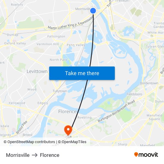 Morrisville to Florence map