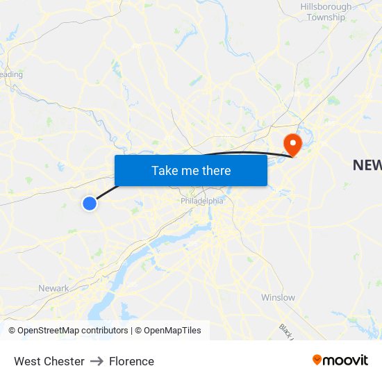 West Chester to Florence map