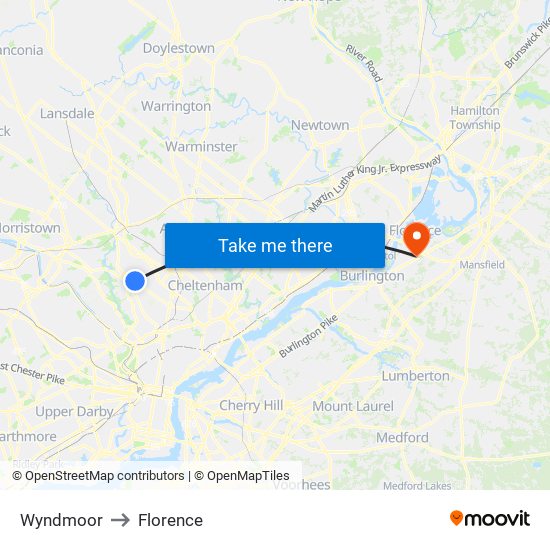 Wyndmoor to Florence map