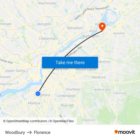 Woodbury to Florence map
