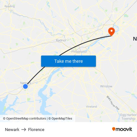 Newark to Florence map