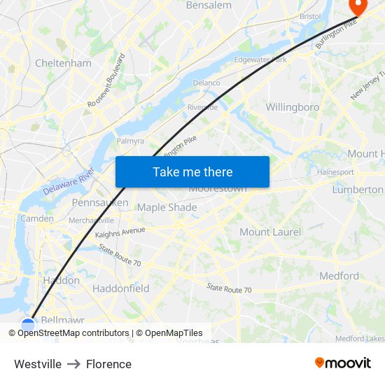 Westville to Florence map