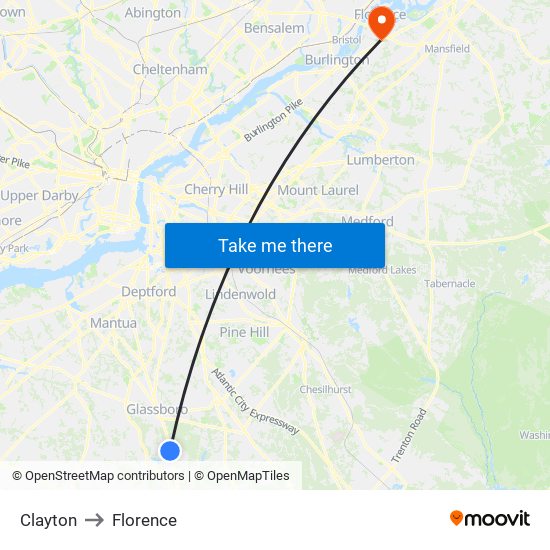 Clayton to Florence map