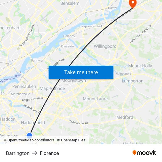 Barrington to Florence map