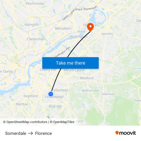 Somerdale to Florence map