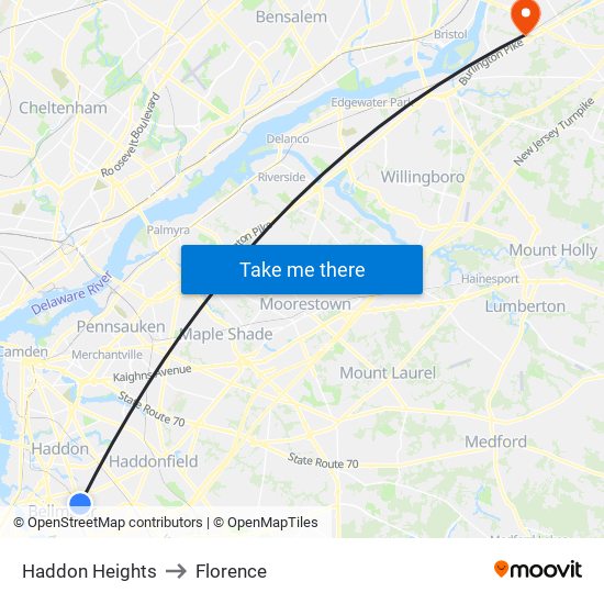 Haddon Heights to Florence map