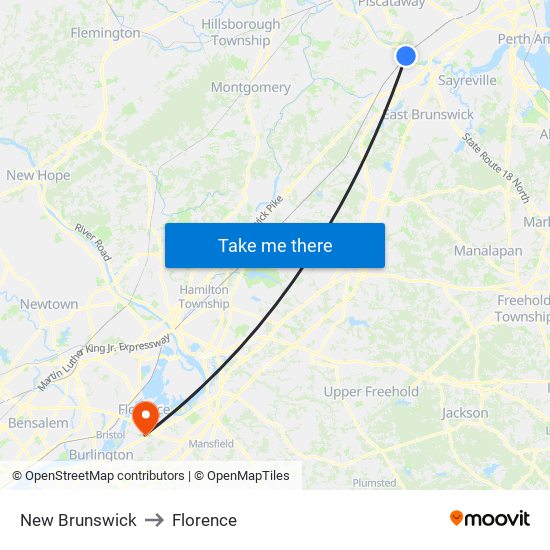 New Brunswick to Florence map