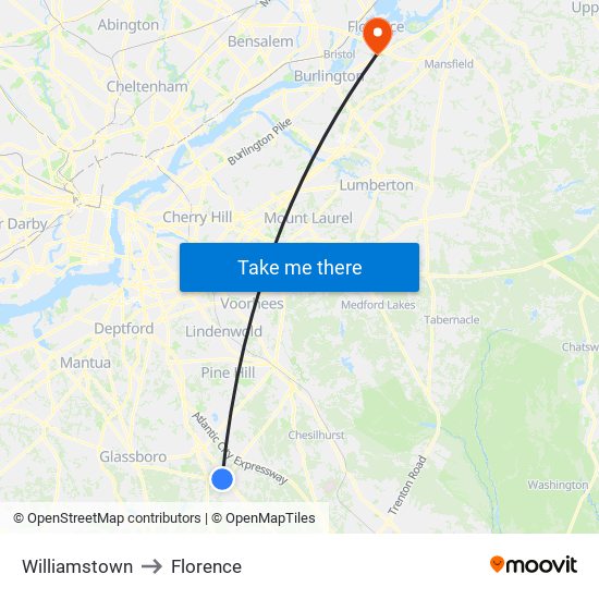 Williamstown to Florence map