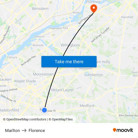 Marlton to Florence map