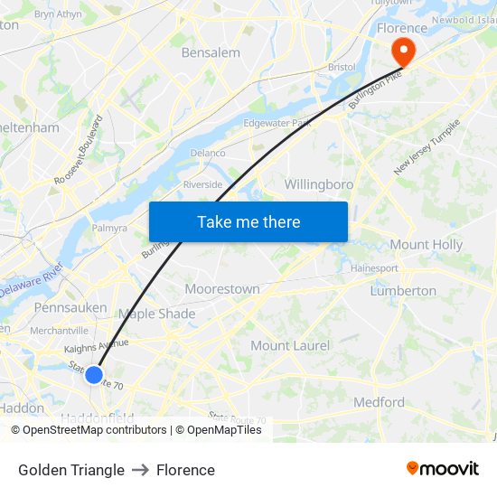Golden Triangle to Florence map