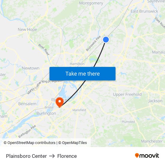 Plainsboro Center to Florence map