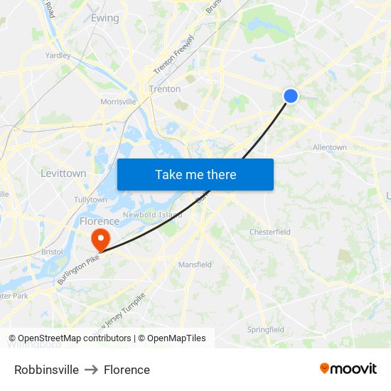 Robbinsville to Florence map