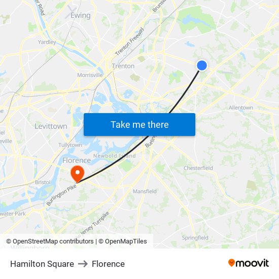 Hamilton Square to Florence map