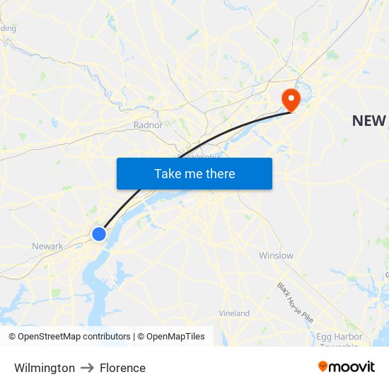 Wilmington to Florence map