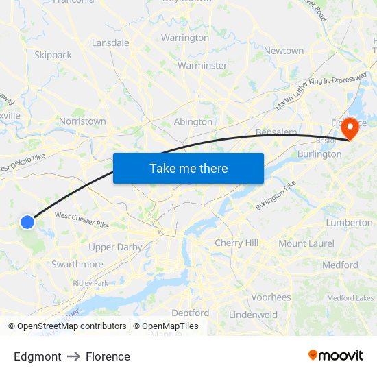 Edgmont to Florence map