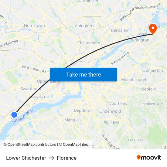 Lower Chichester to Florence map