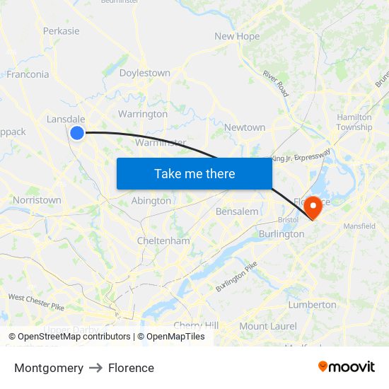 Montgomery to Florence map