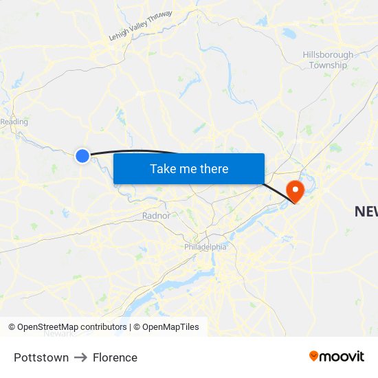 Pottstown to Florence map