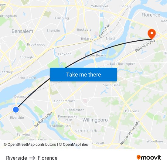 Riverside to Florence map