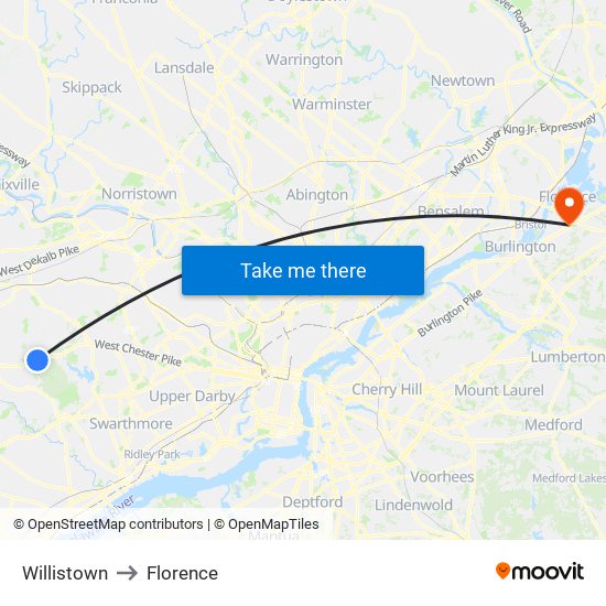 Willistown to Florence map