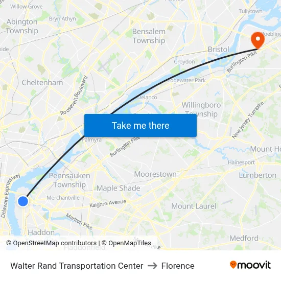 Walter Rand Transportation Center to Florence map