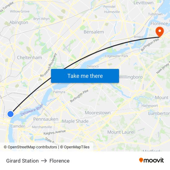 Girard Station to Florence map