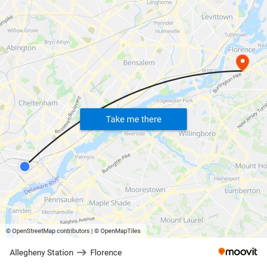 Allegheny Station to Florence map