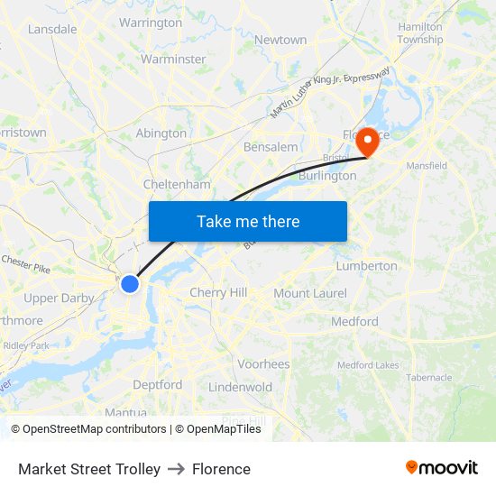 Market Street Trolley to Florence map