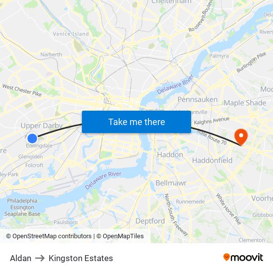 Aldan to Kingston Estates map