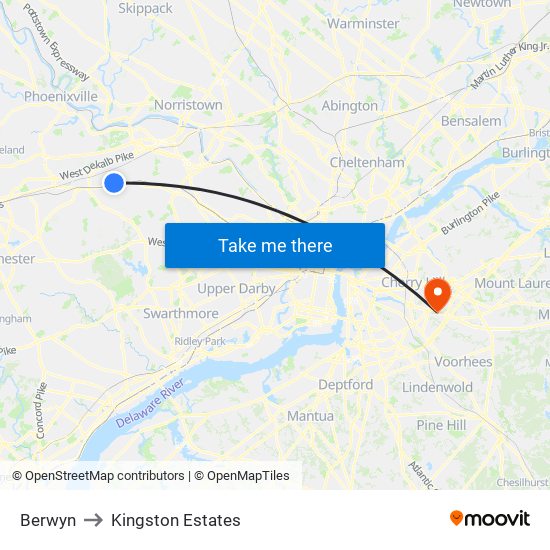 Berwyn to Kingston Estates map