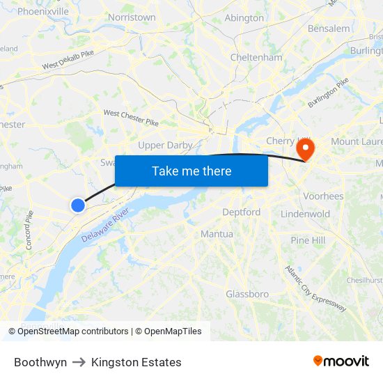 Boothwyn to Kingston Estates map
