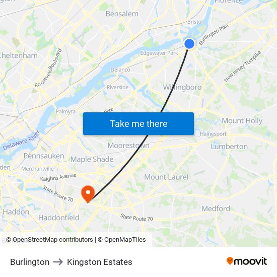 Burlington to Kingston Estates map