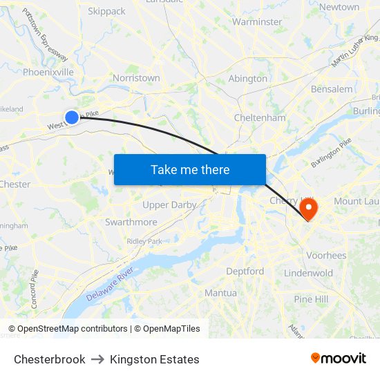 Chesterbrook to Kingston Estates map