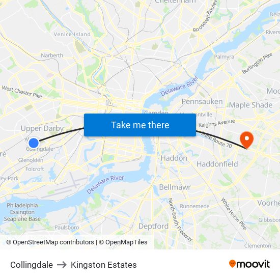 Collingdale to Kingston Estates map