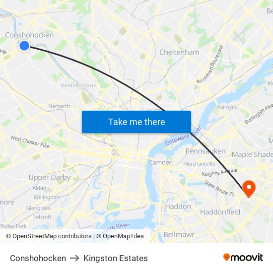 Conshohocken to Kingston Estates map