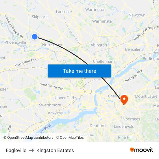 Eagleville to Kingston Estates map