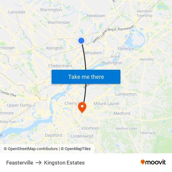 Feasterville to Kingston Estates map
