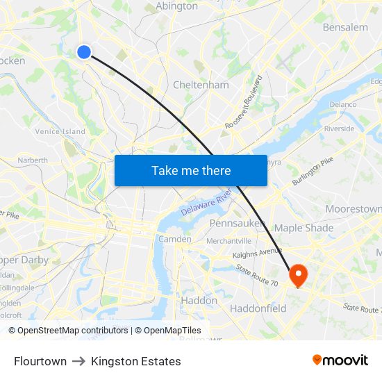 Flourtown to Kingston Estates map