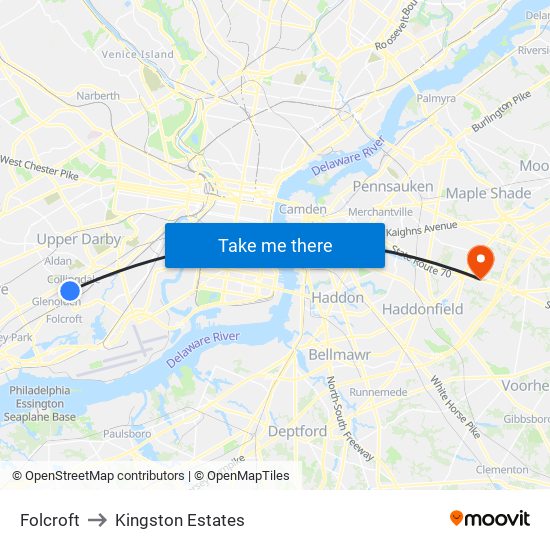 Folcroft to Kingston Estates map